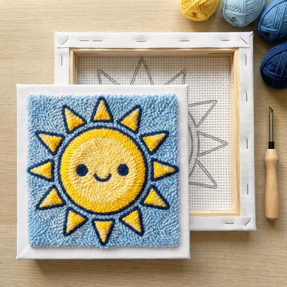 Handmade Sourires Ensoleillés textile art - Vibrant and cheerful DIY home decoration for a nursery or entryway