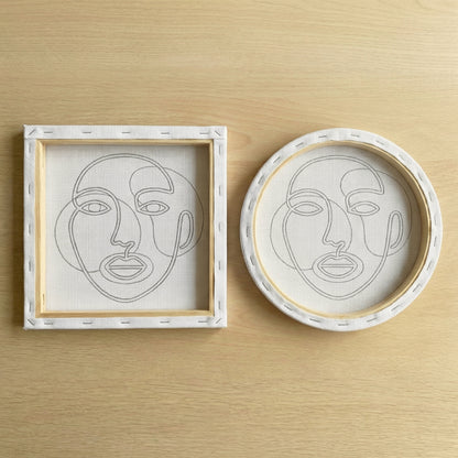 Tonia Art Portrait Abstrait Boho Punch Needle Kit - Handmade DIY wall art on pre-stretched frame.