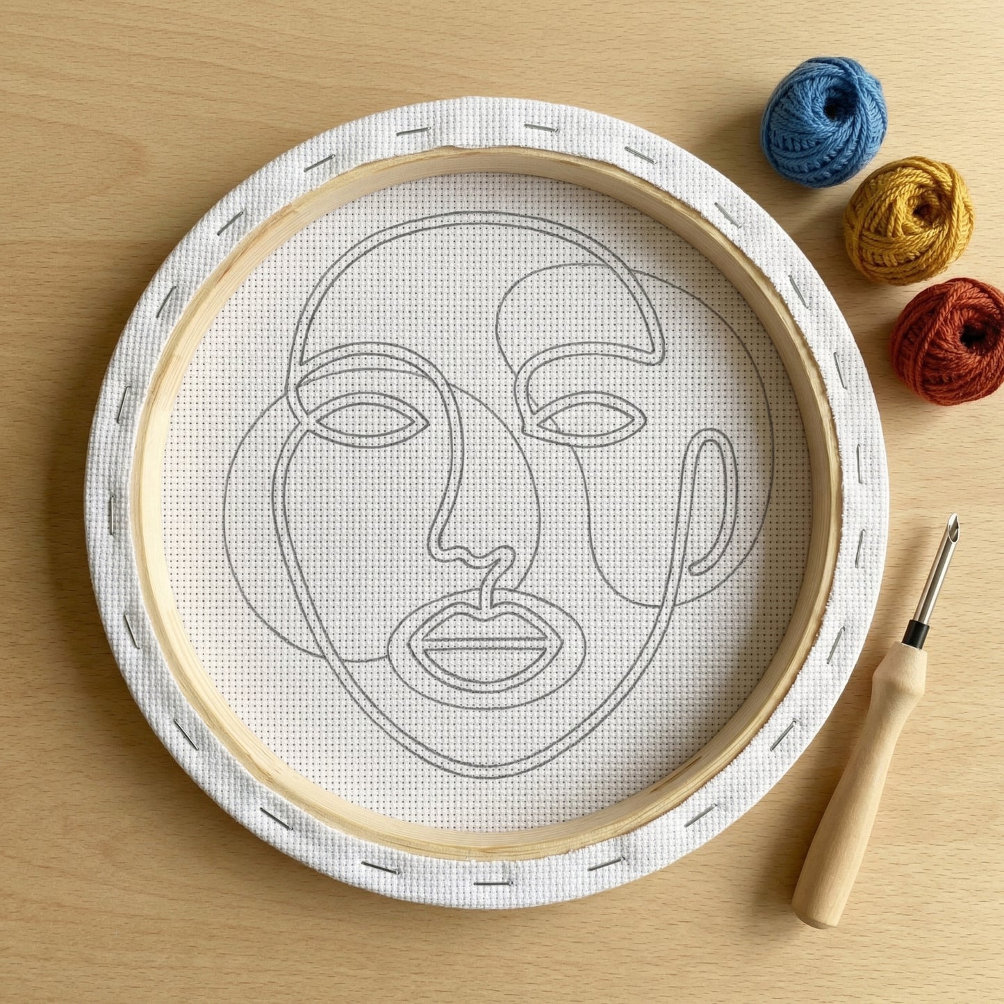 Kit Punch Needle - Portrait Abstrait Boho