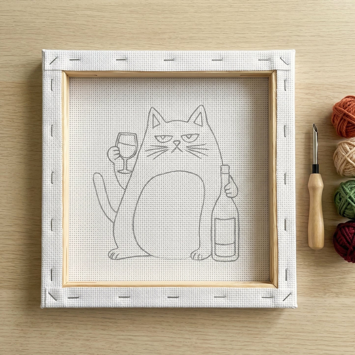 Kit Punch Needle - Chat & Vin Rouge