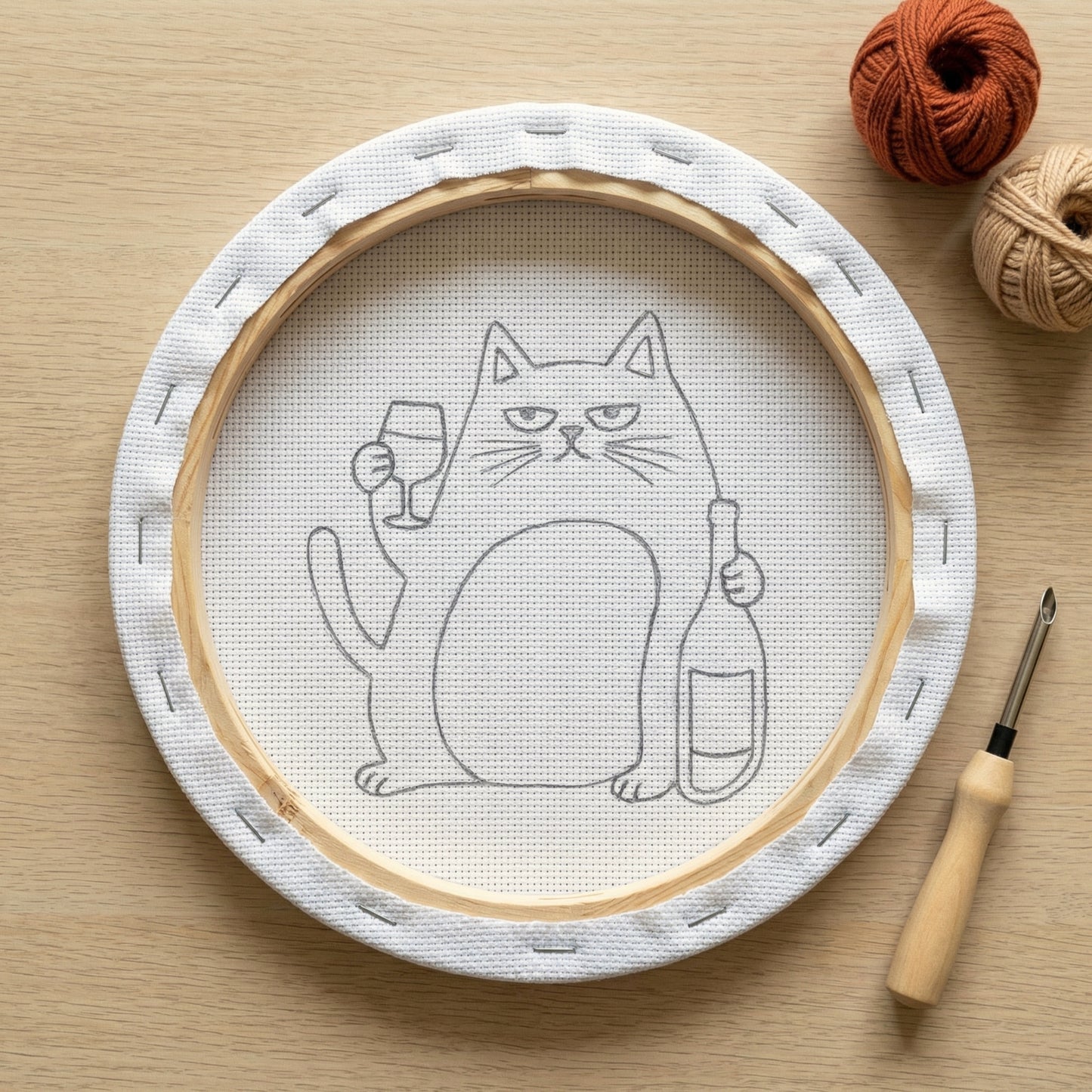 Kit Punch Needle - Chat & Vin Rouge