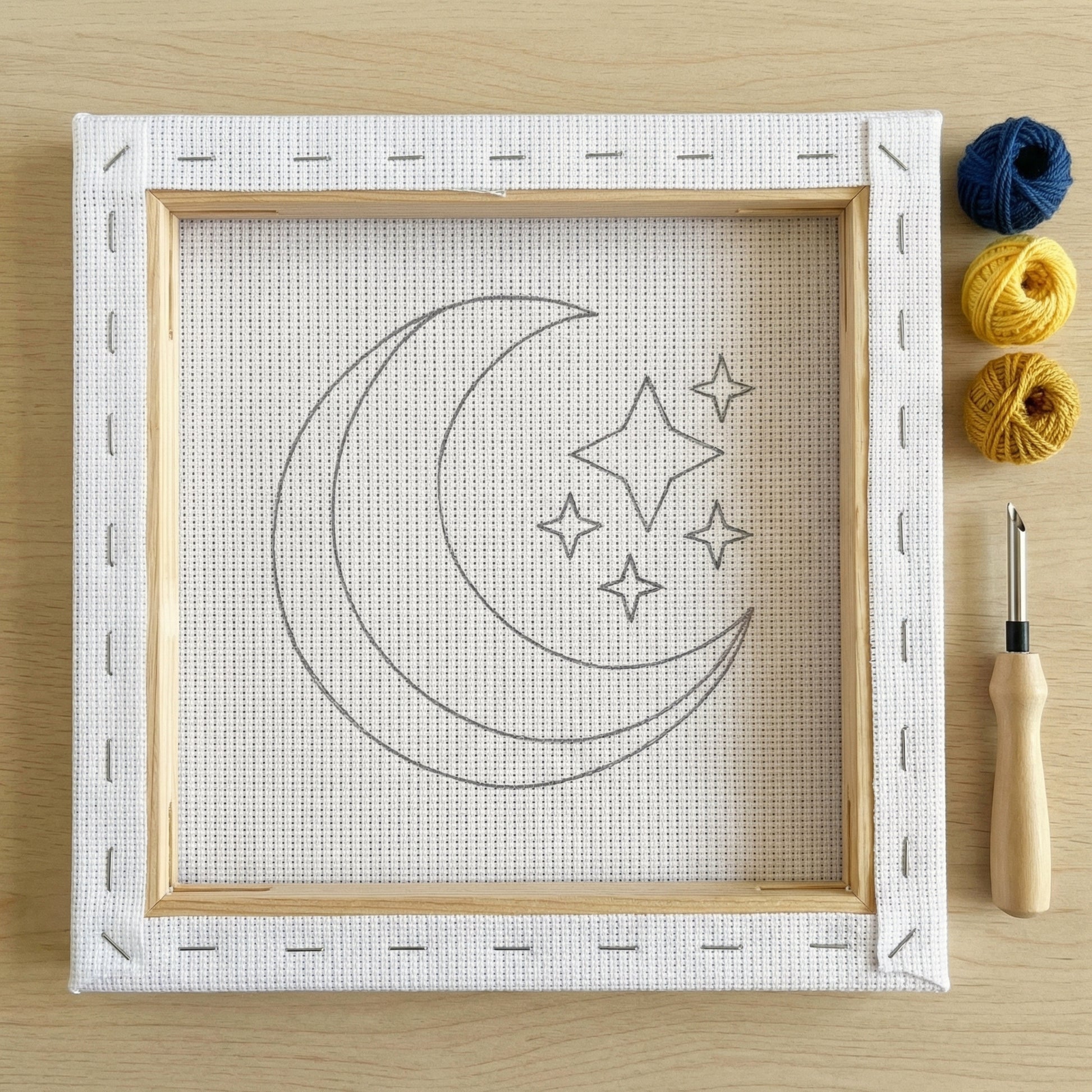 Handmade Midnight Harmony textile art - Serene DIY home decoration for a bedroom or meditation corner.