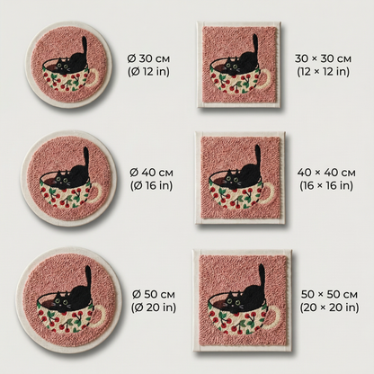 Tonia Art Chaton aux Cerises Punch Needle Kit - Handmade DIY wall art on pre-stretched frame.