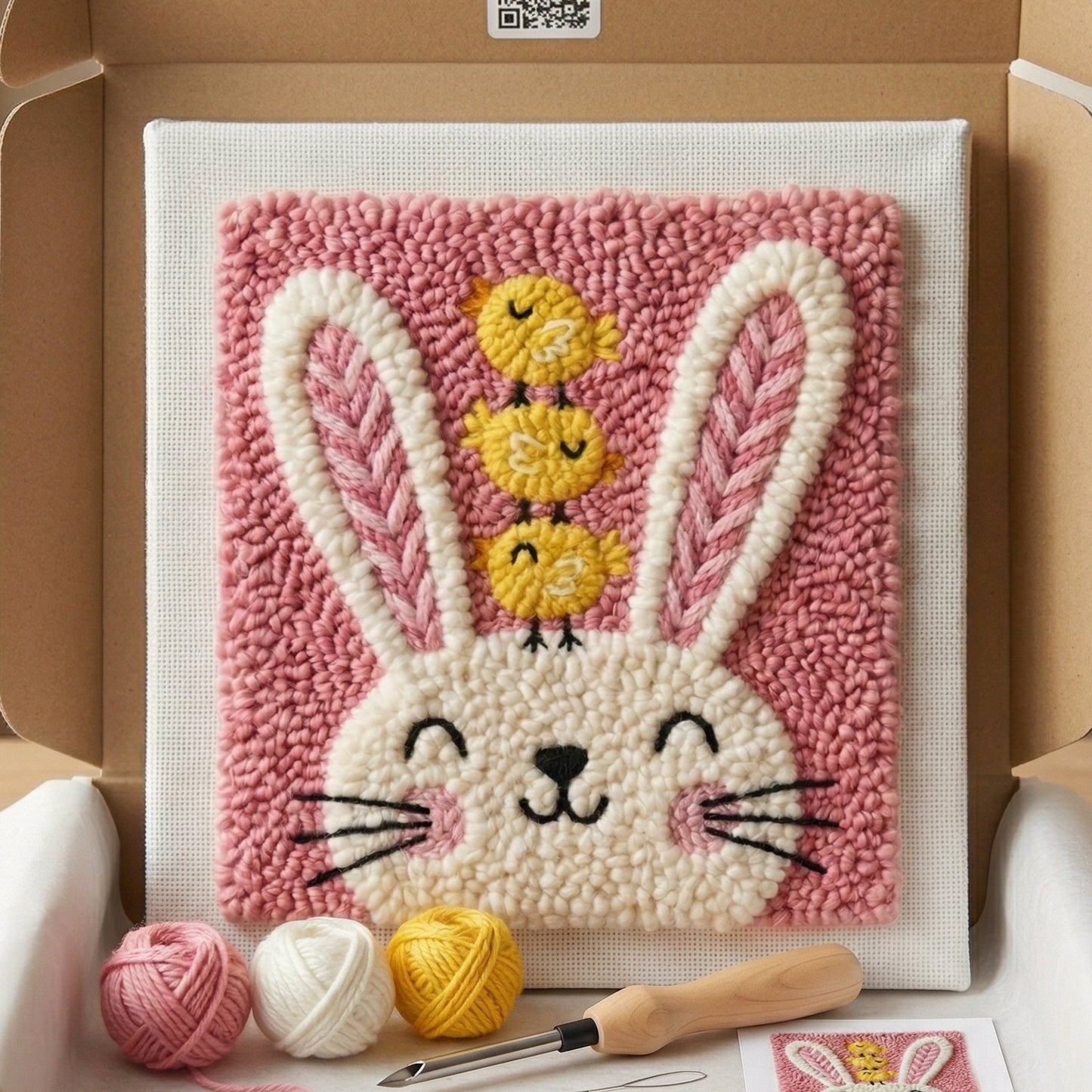 Punch‑Needle‑Set — Tonia Art Bunny and Chicks Punch Needle Kit - Tender spring  — DIY Wanddeko — Tonia Art