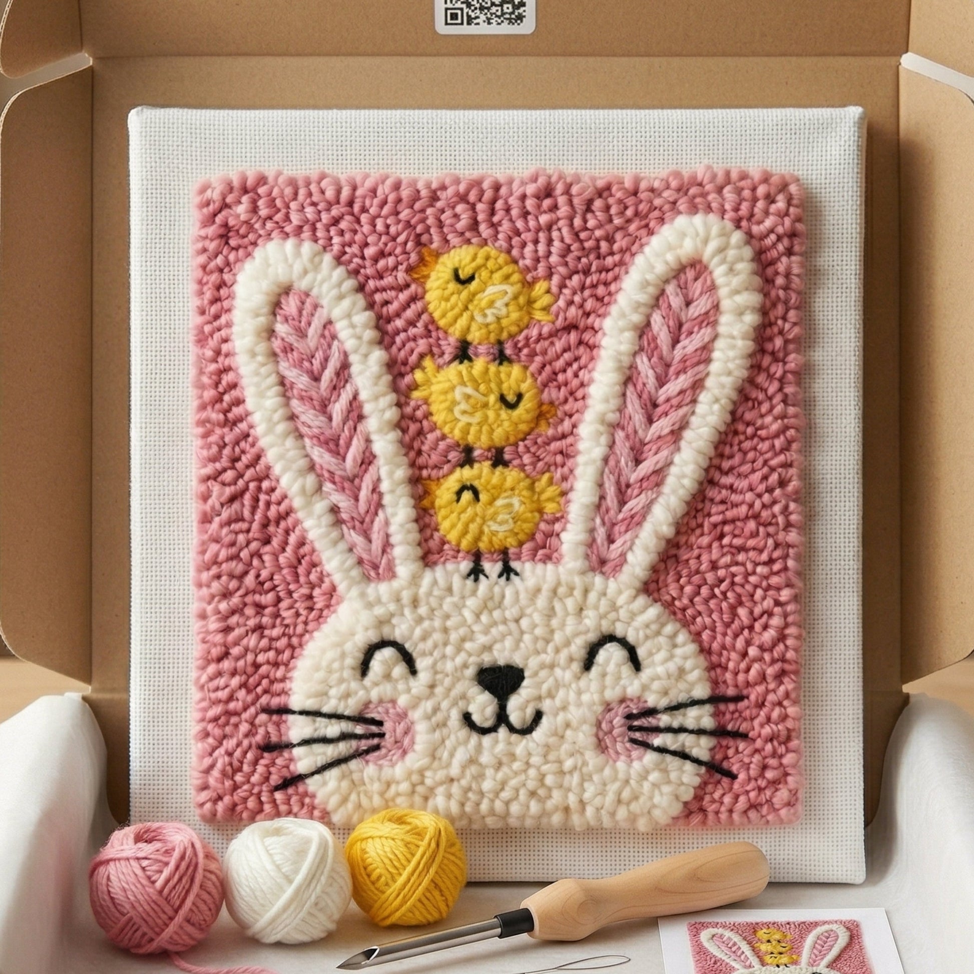 Punch‑Needle‑Set — Tonia Art Bunny and Chicks Punch Needle Kit - Tender spring  — DIY Wanddeko — Tonia Art