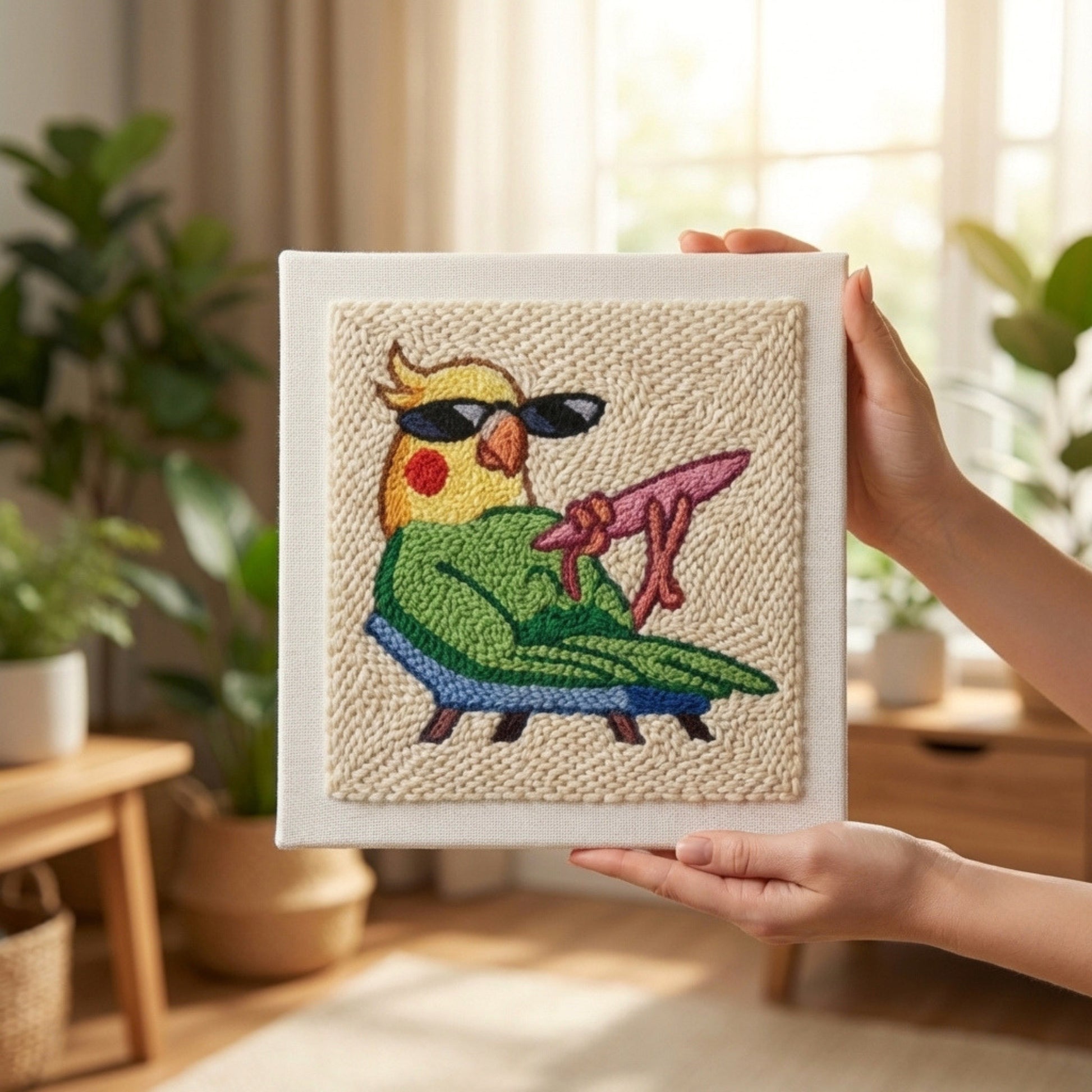 Punch‑Needle‑Set — Beautifully finished punch needle parrot wall art - Professi — DIY Wanddeko — Tonia Art