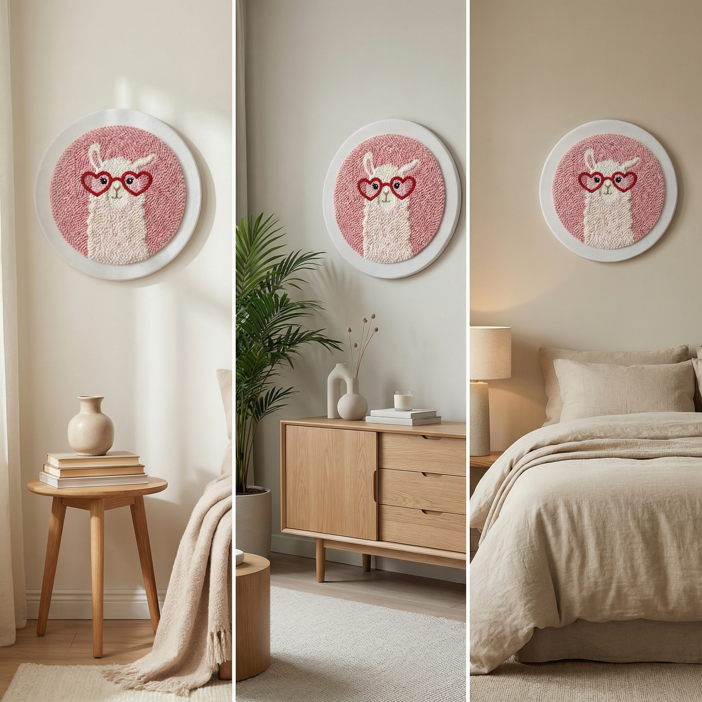 Handmade Lama textile art - Modern DIY home decoration for a cozy living room or bedroom