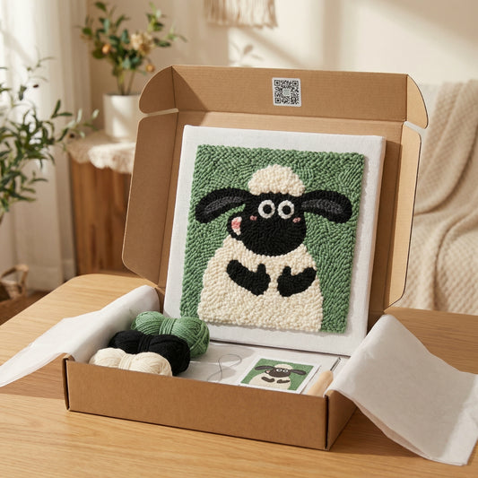 Tonia Art Mouton Laineux Punch Needle Kit - Handmade DIY wall art on pre-stretched frame.