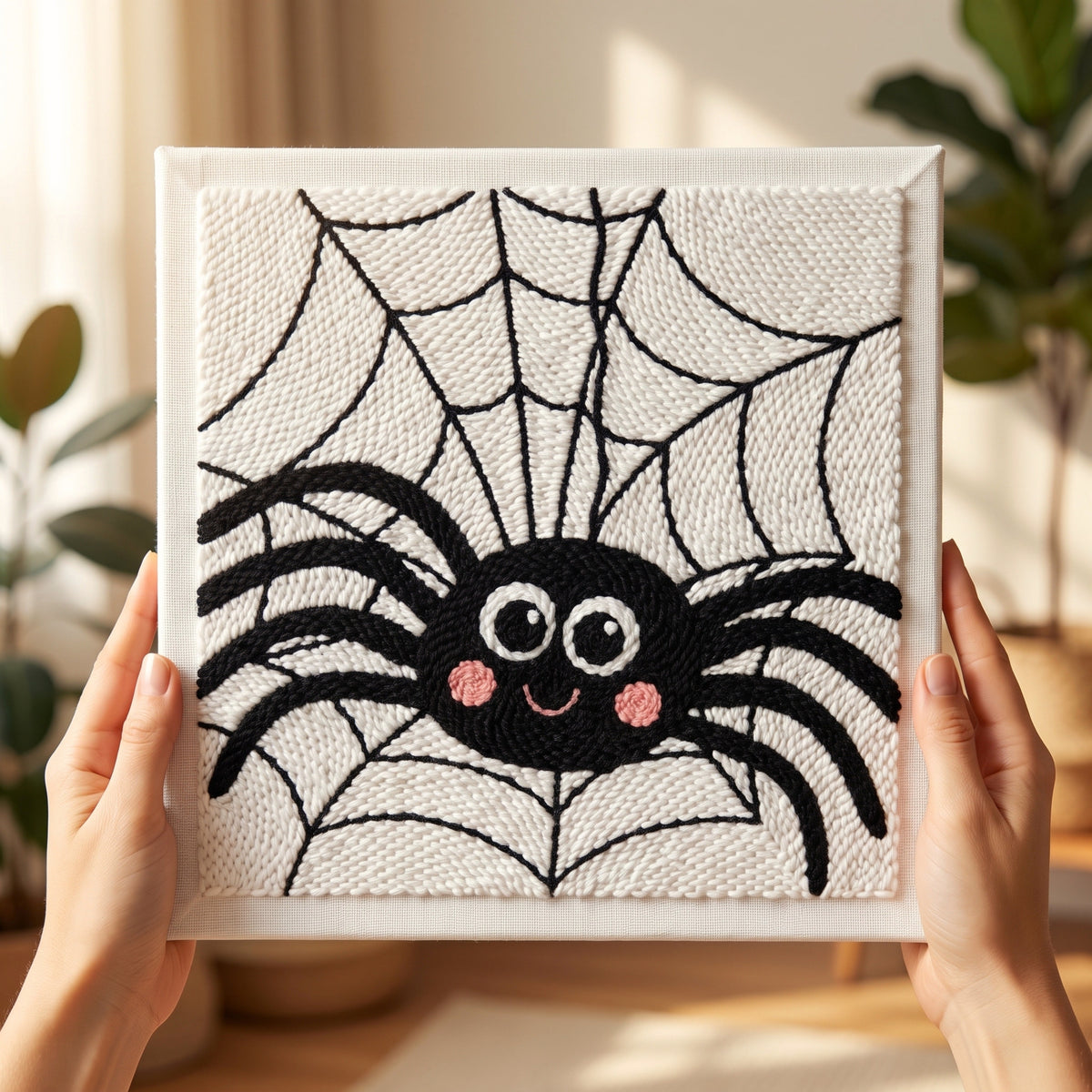 Tonia Art Webster l'Araignée Punch Needle Kit - Handmade DIY wall art on pre-stretched frame.