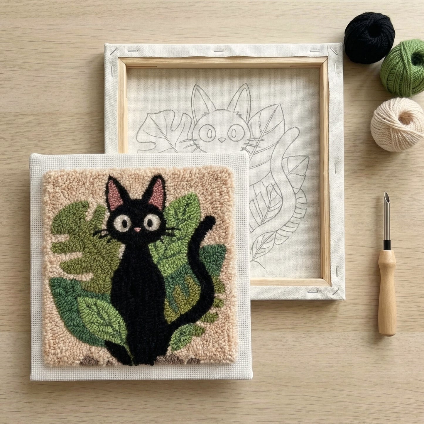 Punch Needle Kit - Mystical Black Cat