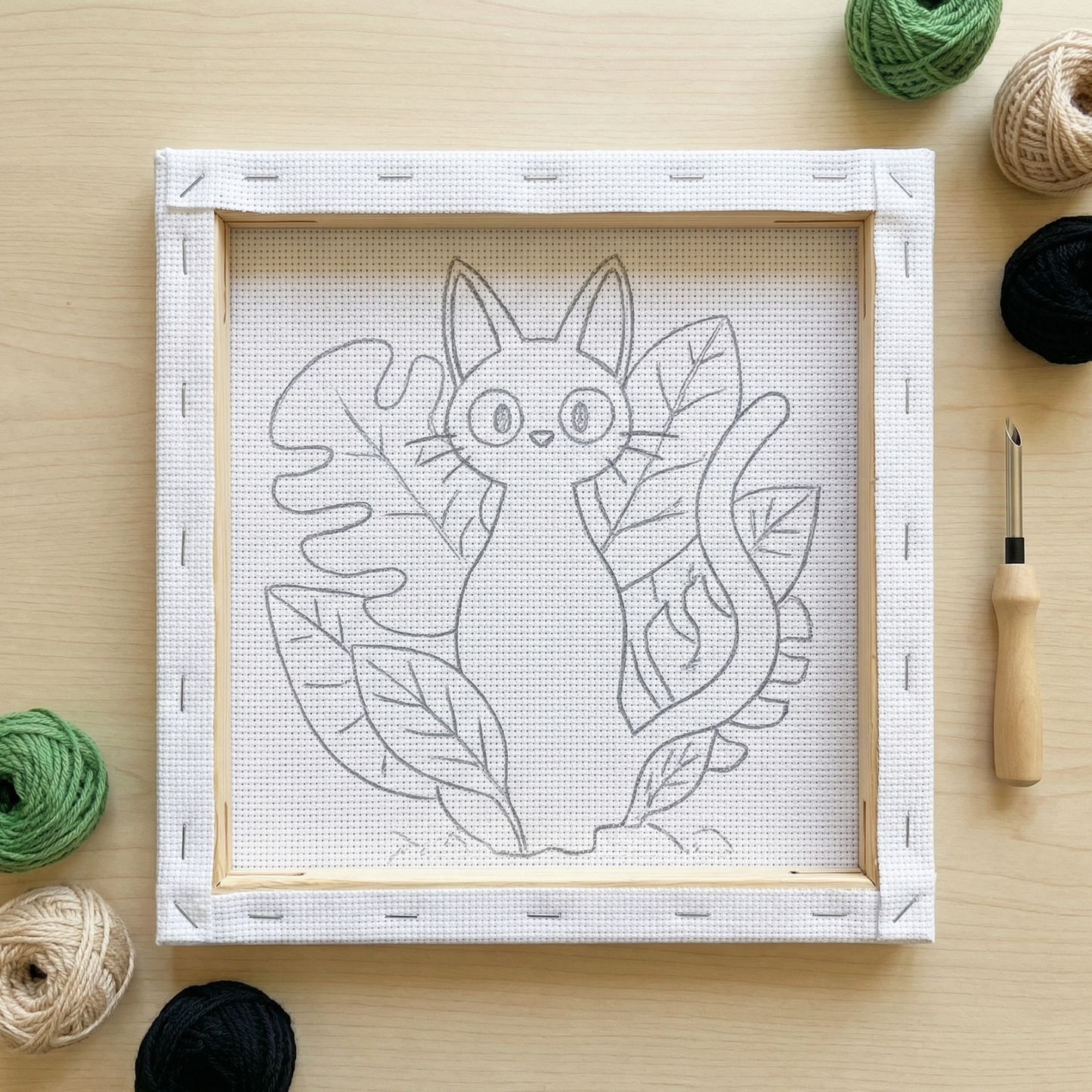 Punch Needle Kit - Mystical Black Cat
