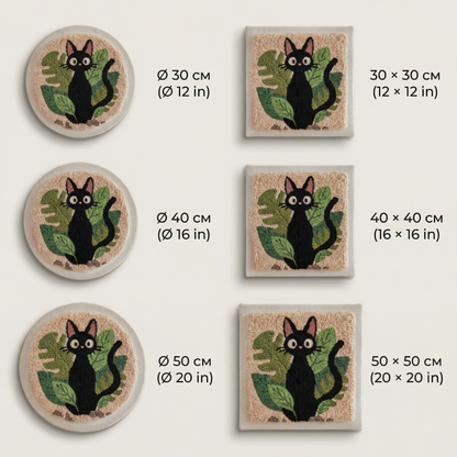 Close-up of the punch needle texture - Soft, textured yarn loops on pre-stretched canvas.