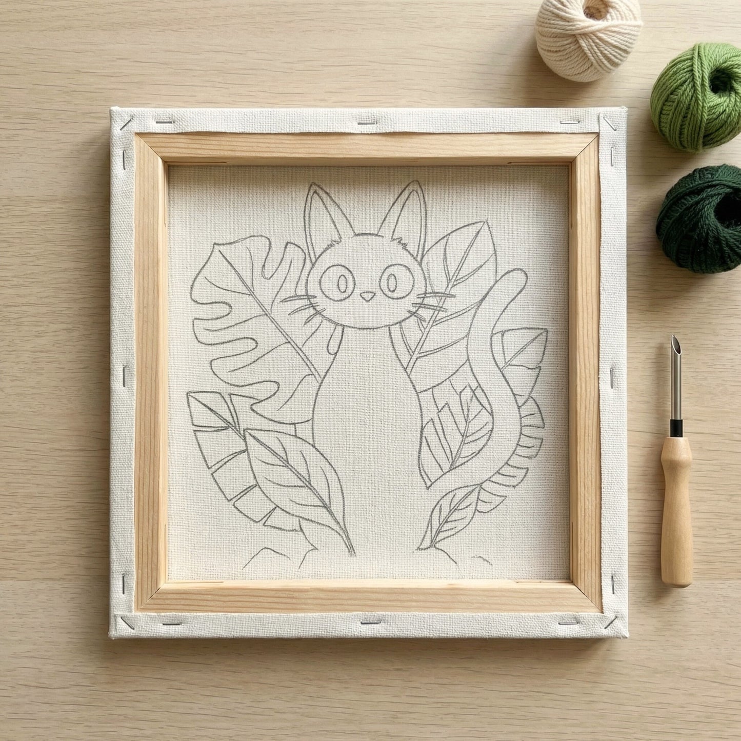 Punch Needle Kit - Mystical Black Cat