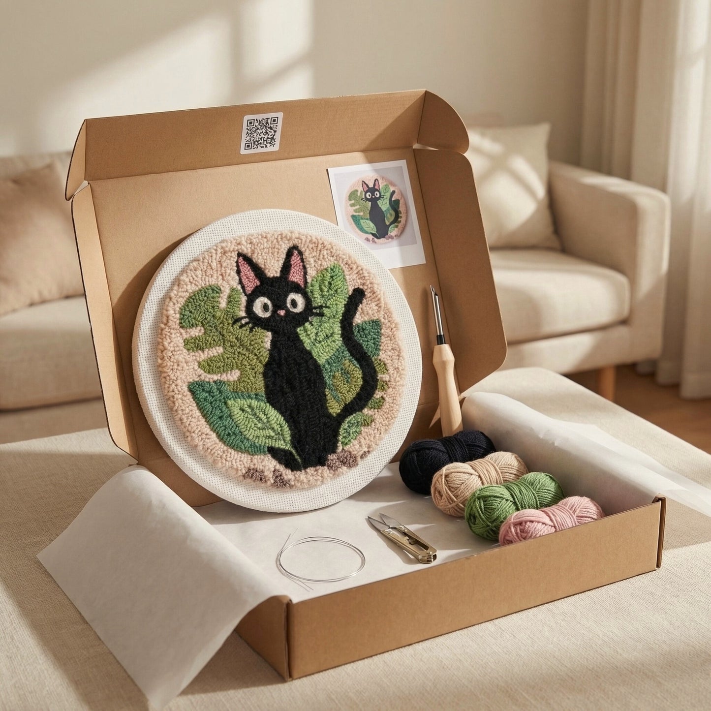 Punch Needle Kit - Mystical Black Cat