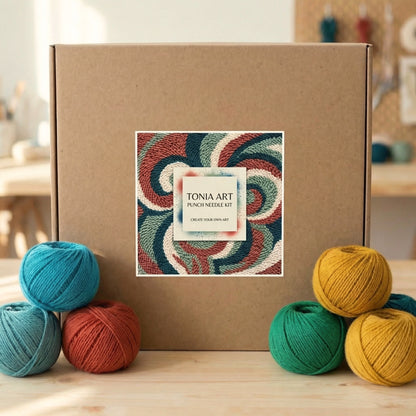 Graphic design DIY gift box - Creative punch needle kit for modern home decor and art lovers.