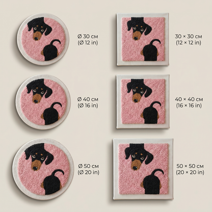 Tonia Art Esprit Teckel Punch Needle Kit - Handmade DIY wall art on pre-stretched frame.